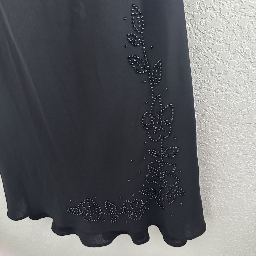 Y2K S.L. Fashions Midi Dress 16 Black A-Line Beaded‎ Witchy Goth Party Halloween - Picture 3 of 10